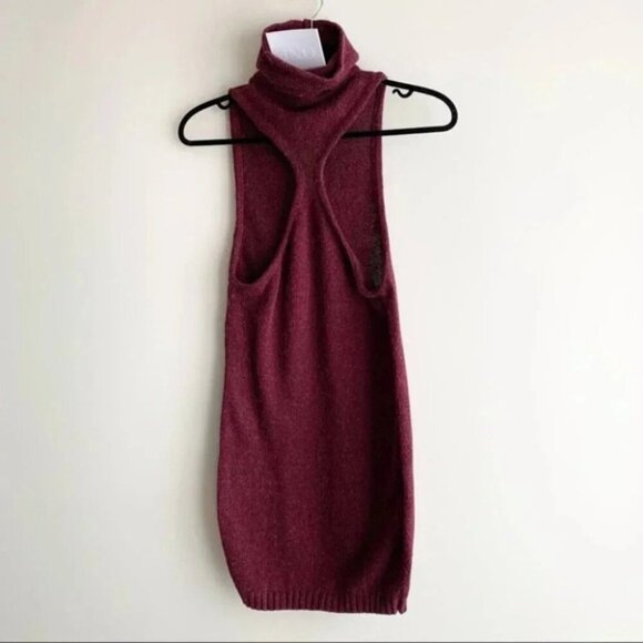 One Teaspoon Turtleneck Knit Sweater Dress Roll neck Buckle detail Burgundy XXS - Picture 14 of 15